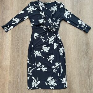 Ralph Lauren Charcoal and Cream Floral Dress